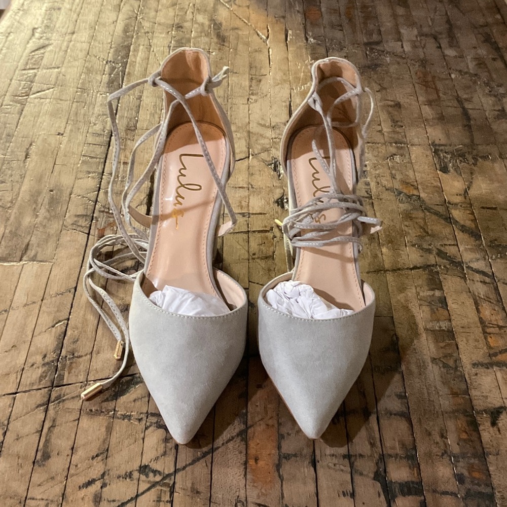Lulu's Elegant Cream Lace-Up Heels